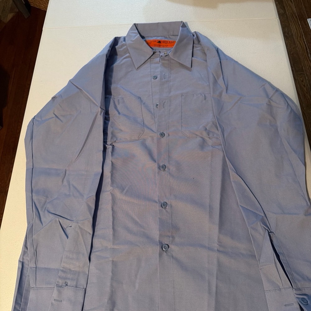 Red Kap Men’s Industrial Long Sleeve Blue Work Shirt Size L-LN NEW MADE IN USA